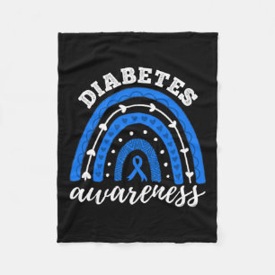 Rainbow Blue Ribbon T1d Type 1 Diabetes Awareness Fleece Blanket