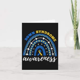Rainbow Blue Yellow Ribbon Down Syndrome Awareness Card