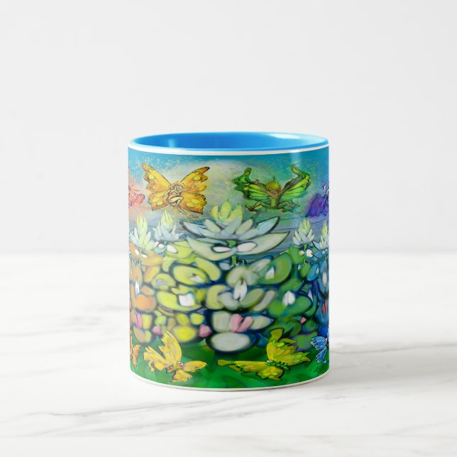 Rainbow Bluebonnets Two-Tone Coffee Mug (Center)