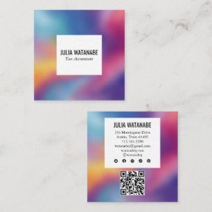 Rainbow Blur Minimalist Modern QRCode Social Media Square Business Card