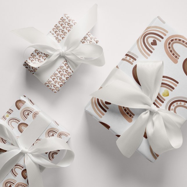 Rainbow Blush Pink Beige Boho  Wrapping Paper Sheet (Rainbow Blush Pink Beige Boho Wrapping Paper Sheets)