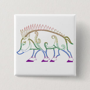 Rainbow Boar 15 Cm Square Badge