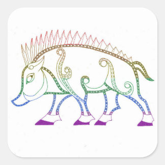 Rainbow Boar Square Sticker
