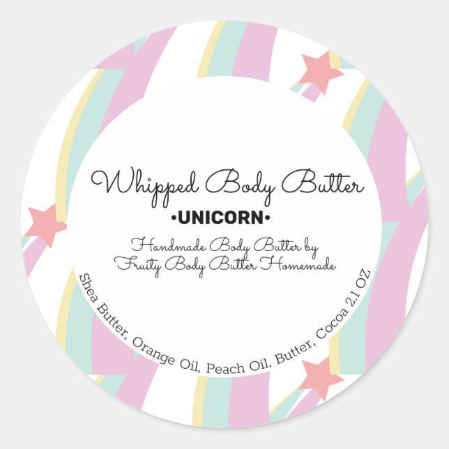 Rainbow Body Butter Bath Branding Packaging Classic Round Sticker (Front)