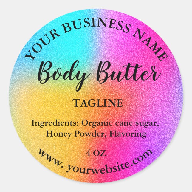 rainbow body butter  classic round sticker (Front)
