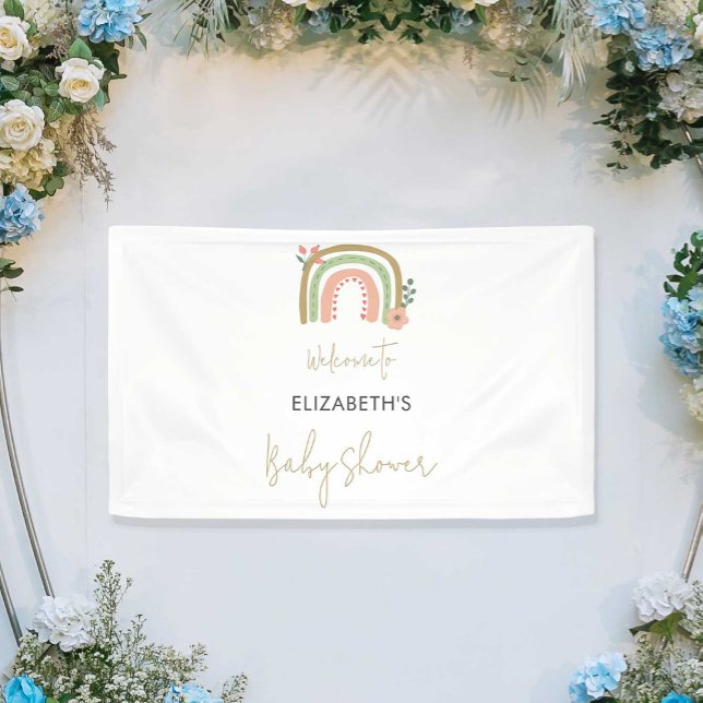 Rainbow Boho Baby Shower Cute Welcome Script Banner (Creator Uploaded)