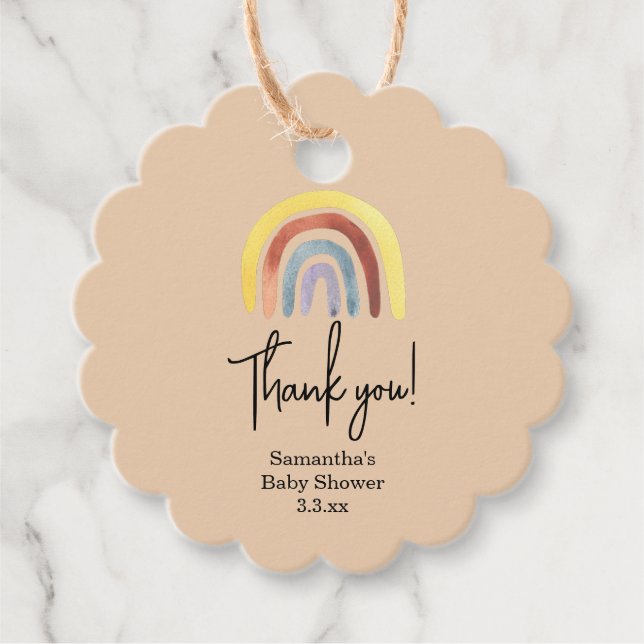 Rainbow boho baby shower  favour tags (Front)
