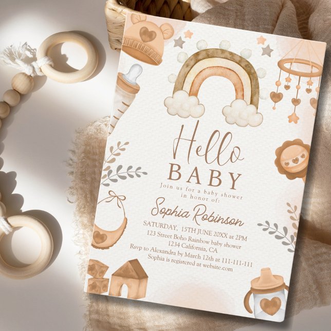 Rainbow Boho Baby Shower Gender Neutral Invitation (Creator Uploaded)