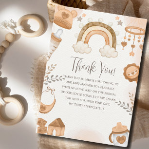 Rainbow Boho Baby Shower Gender Neutral Thank You Card