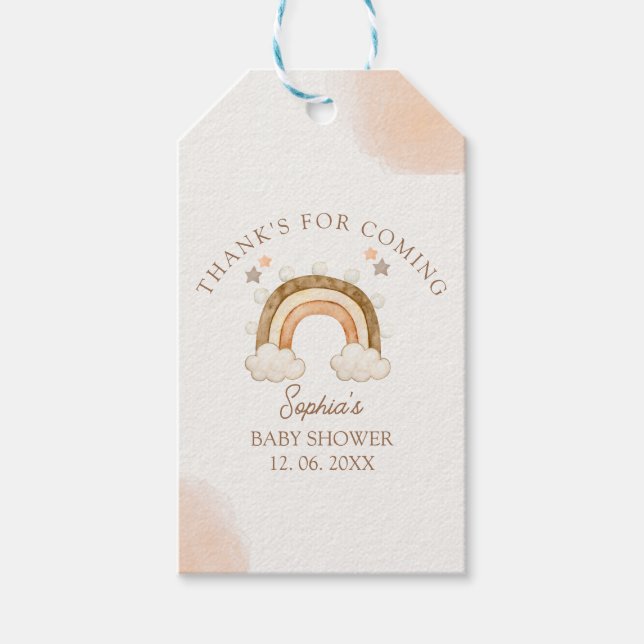 Rainbow Boho Baby Shower Gift Tags (Front)