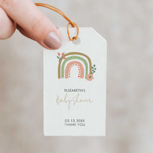Rainbow Boho Baby Shower Muted Colours Earth Cute Gift Tags