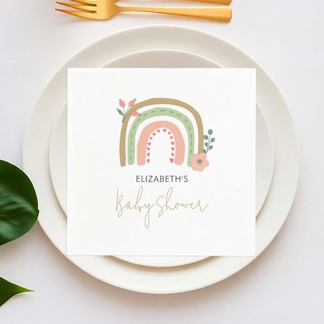 Rainbow Boho Baby Shower Muted Colours Earth Cute Napkin (Creator Uploaded)