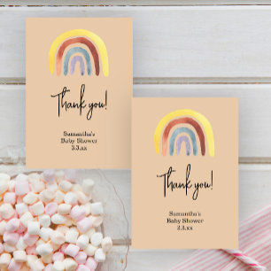 Rainbow boho baby shower thank you card