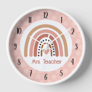 Rainbow Boho Bohemian Neutral Coloured Custom Wall Clock