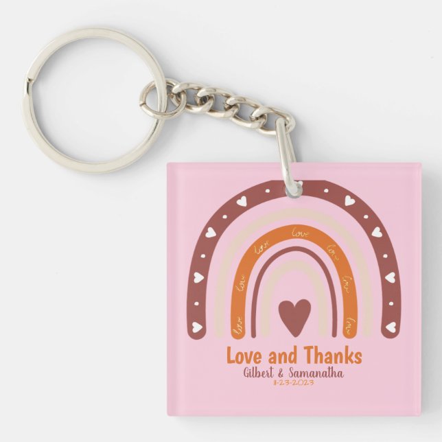 RAINBOW BOHO CHRISTIAN QUOTE / LOVE AND THANK YOU KEY RING (Front)
