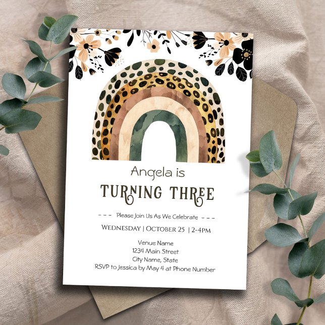 Rainbow Boho Floral 2nd Birthday  Invitation (Creator Uploaded)