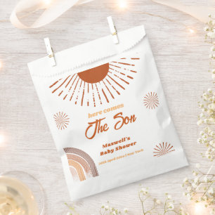 Rainbow Boho Here Comes The Son Baby Shower Favour Bags