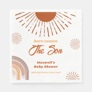 Rainbow Boho Here Comes The Son Baby Shower Napkin