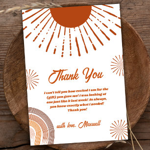 Rainbow Boho Here Comes The Son Baby Shower Thank You Card