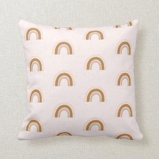 rainbow boho nursery pillow in pink and brown