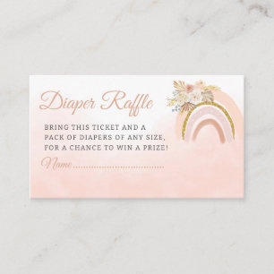 Rainbow Boho Pampas Grass pink girl Diaper Raffle Enclosure Card