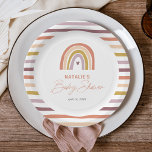 Rainbow Boho Peach Purple Baby Shower Paper Plate<br><div class="desc">Rainbow Boho Peach Purple Baby Shower paper plates features an adorable duo of rainbow in shades of pink,  blush,  peach,  mustard and purple,  along with modern calligraphy.</div>