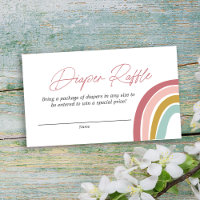Rainbow Boho Pink Blue Baby Shower Diaper Raffle