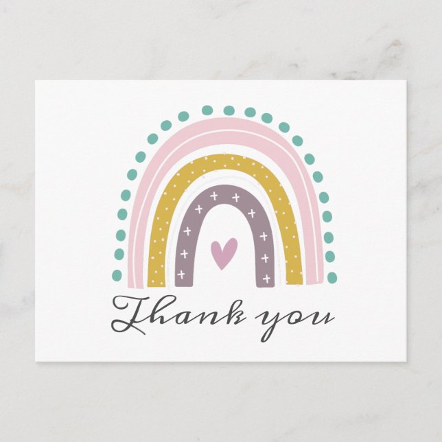 Rainbow, Boho, Pink, Teal, Hearts, Purple Gold Tha Postcard (Front)