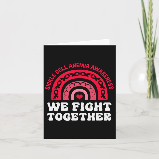 Rainbow Boho Sickle Cell Anaemia We Fight Together Card (Front)