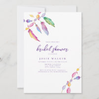Rainbow Boho Themed Bridal Shower Invitation