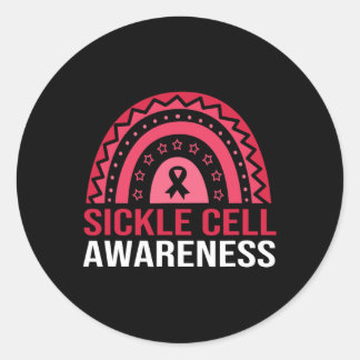 Rainbow Boho Wear Burgundy Sickle Cell Awareness Classic Round Sticker