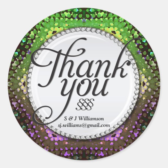 Rainbow Bokeh Thank You Stickers (Front)