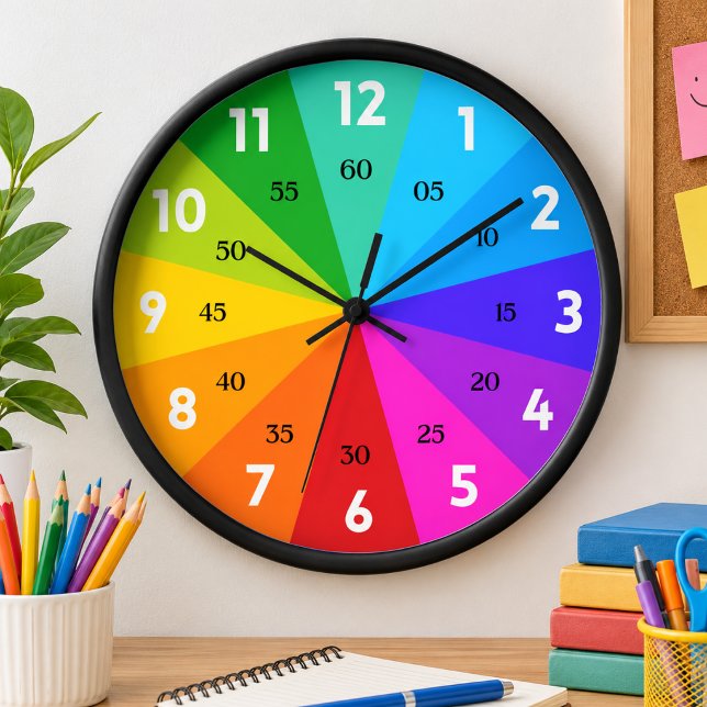 Rainbow Bold Colour Palette Learn to Tell Time Kid Clock (Rainbow Bold Color Palette Learn to Tell Time Kids Clock)