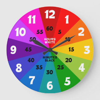 Rainbow Bold Colour Palette Learn to Tell Time Kid Large Clock