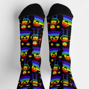🦇🌈 Rainbow Bones & Stars  Socks