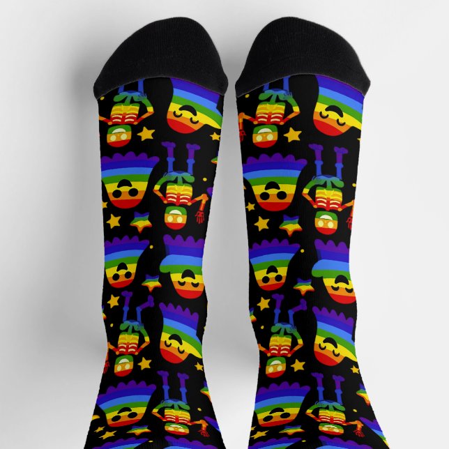 🦇🌈 Rainbow Bones & Stars  Socks (Top)
