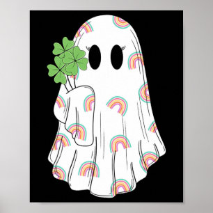 Rainbow Boo Shamrock Ghost St Patrick's Day Spooky Poster