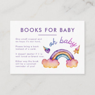 Rainbow Book Request Baby Shower Enclosure Card