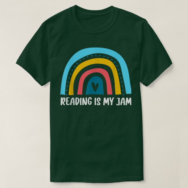 Rainbow Bookworm Book Lover Teacher Reader Reading T-Shirt (Design Front)