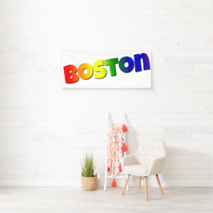 Rainbow Boston Font Banner