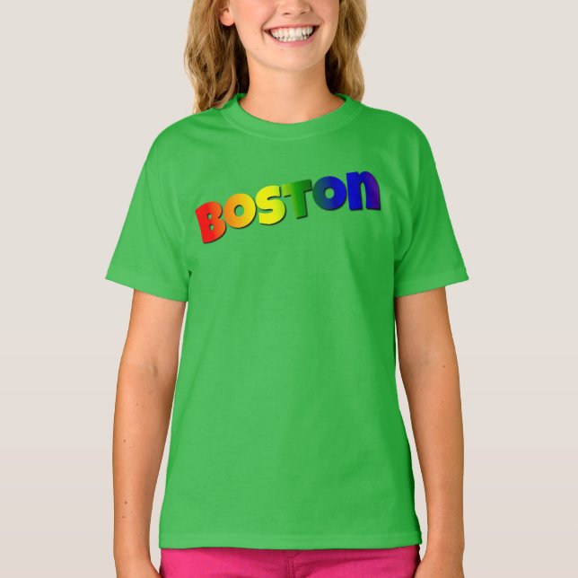 Rainbow Boston Font T-Shirt (Front)