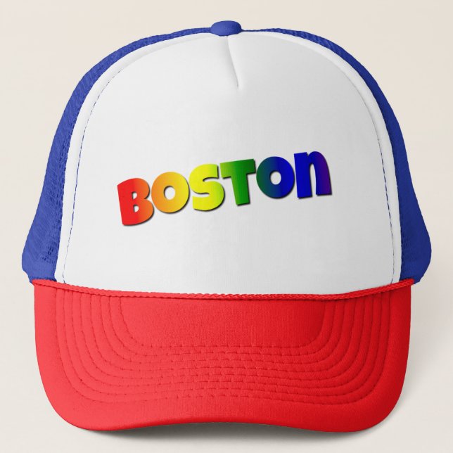 Rainbow Boston Font Trucker Hat (Front)