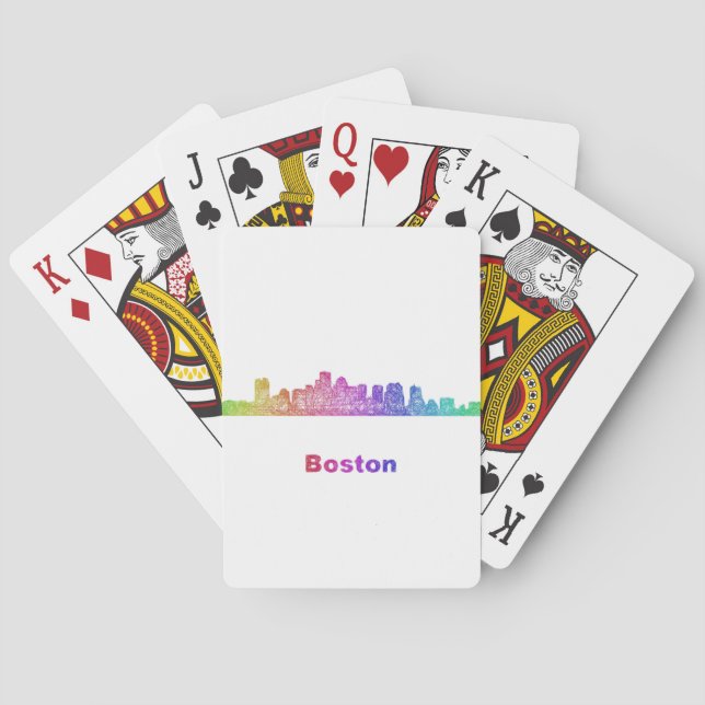 Rainbow Boston skyline Playing Cards (Back)