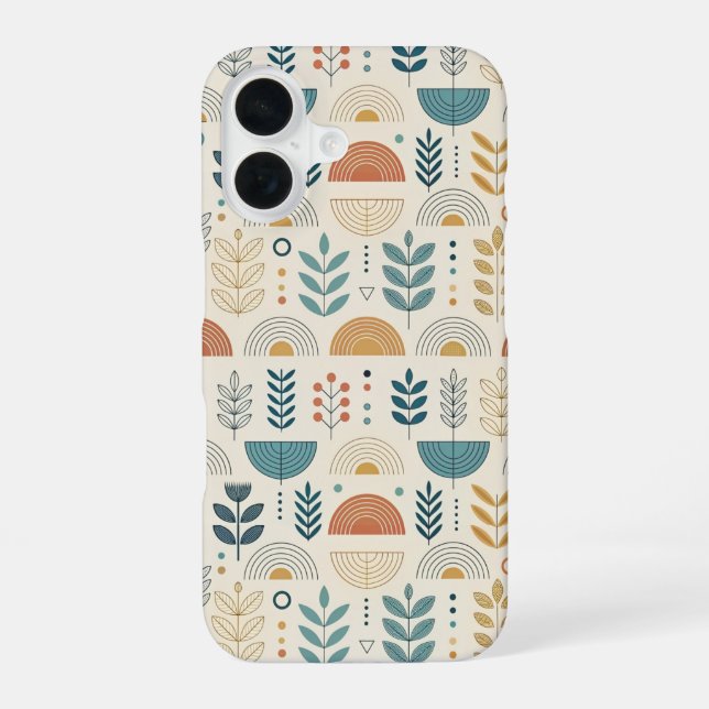 Rainbow Botanical Minimalist iPhone 16 Case (Back)
