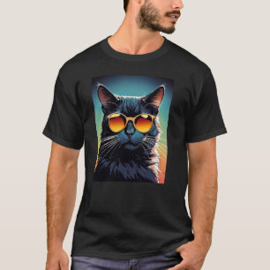 Rainbow Boy Black Ebony Chill Cat And Sunglasses T-Shirt