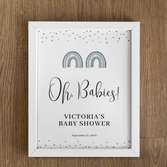 Rainbow Boy Twins Baby Shower Welcome Sign (Creator Uploaded)