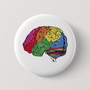 Rainbow Brain 6 Cm Round Badge
