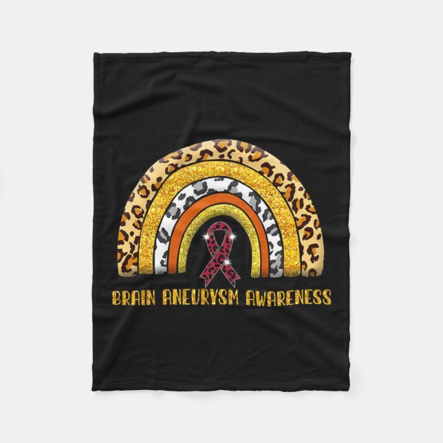 Rainbow Brain Aneurysm Warrior  Fleece Blanket (Front)