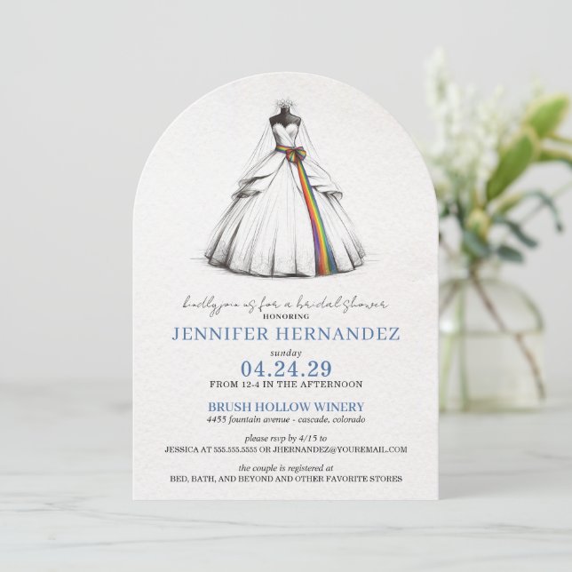 Rainbow Bride Bridal Shower Invitation (Standing Front)