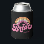Rainbow Bride Retro Personalised  Can Cooler<br><div class="desc">Rainbow Bride Retro Personalised Can Cooler</div>
